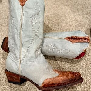 Ferrini Western cowboy Boots - blue/ Brown